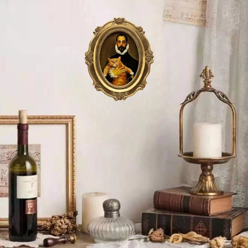 SIKOO Vintage Picture Frame 4X6 Antique Ornate Gold Oval Picture Frame Tabletop and Wall Mount Antique Victorian Wall Decor Gallery - Image 5
